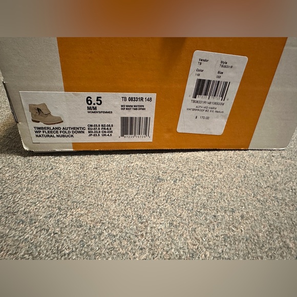 Timberland Women’s Teddy Fleece Fold-Down WP Ankle Boot #TB08331R Natural/ Grey - Picture 3 of 12